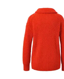 Hrubý pulóver s rozopínacím golierom, oranžový
