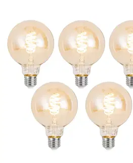 Sada 5 inteligentných stmievateľných LED žiaroviek E27 G95 jantárových 4.9W 320 lm 2500K Zigbee