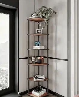 Knižnica Bookcase 6 Corner - Walnut