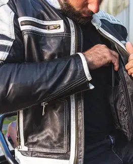 W-TEC Esbiker čierna s béžovými pruhmi - M