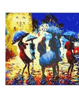 Diamantová mozaika Dážď s akrylovými farbami + maľovanie na plátne podľa čísel 2v1, 40x50cm