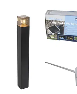 Stojacia vonkajšia lampa čierna 70 cm IP44 s dymovým sklom - Dánsko