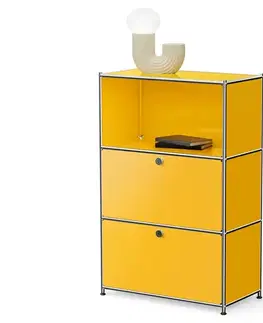 Komoda Kovová komoda »CN3« s výklopnými priečinkami, žltá