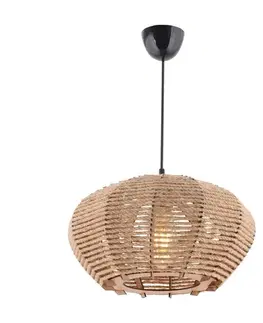 Závesný luster Jute Ellipse, krémová
