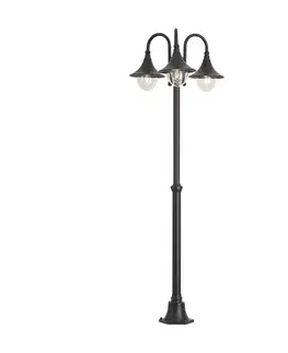 Klasická vonkajšia lampa čierna 200 cm 3-svetlá IP44 - Daphne