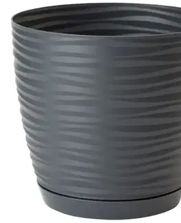 Kvetináč Sahara Petit okrúhly s podstavcom 23 cm antracit