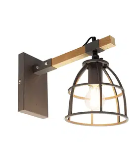 Inteligentná nástenná lampa tmavosivá s drevom nastaviteľná vrátane Wifi A60 - Arthur