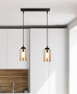 Závesná lampa pásik čierna/hnedá 2xE27 Bistro