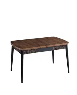 Extendable Dining Table Amalfi Motif - Walnut, Black