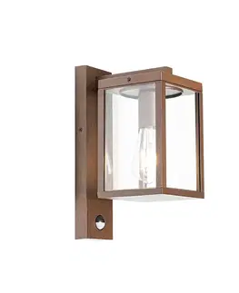 Vonkajšia nástenná lampa hrdzavohnedá s pohybovým senzorom IP44 - Charlois