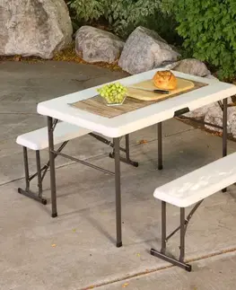 Campingový set biela / čierna Dekorhome