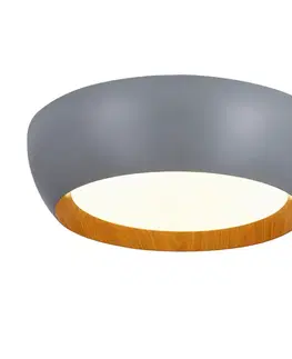 stropná lampa abruzzo sivá drevená stropná lampa biele tienidlo