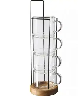 Kinekus Hrnček sklo 280ml, sada 5 ks + stojan