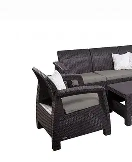 DEOKORK Záhradná ratanová zostava CORFU LOUNGE MAX hnedá