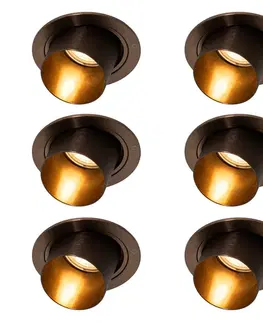 Sada 6 moderných zapustených bodových svetiel tmavý bronz okrúhle naklápacie - Installa