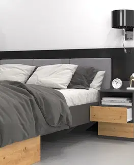 MELWIN M1 nočný stolík, antracit/ dub artisan