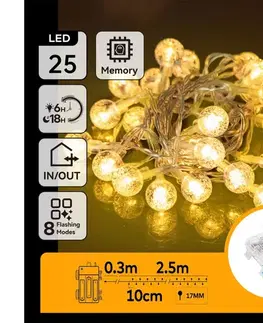  B.V.  - LED Vonkajšia svetelná reťaz 25xLED/3xAA/8 funkcií 2,8 m IP44 teplá biela B10303K4O