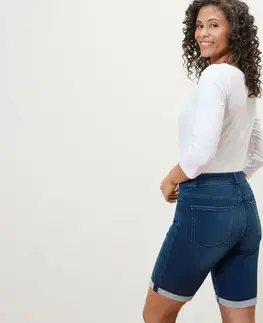Džínsové bermudy – strih »Lea«, tmavomodrý denim