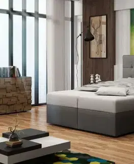 BONEMI 2 čalúnená manželská posteľ 140 x 200 cm, šedá COSMIC 160
