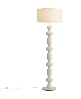 Retro stojaca lampa béžová s látkovým tienidlom 160 cm - Captain