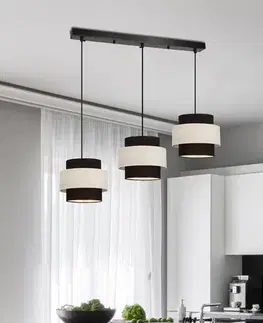 Závesná lampa Benta čierna 3x40W e27 tienidlo čierne+krémové