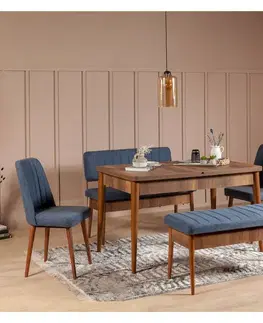 Jedálenský set s rozkladacím stolom a lavicami, ľan