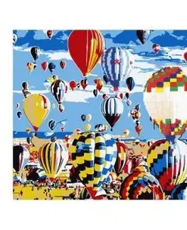 Diamantová mozaika Balóny s akrylovými farbami + maľovanie na plátne podľa čísel 2v1, 40x50cm