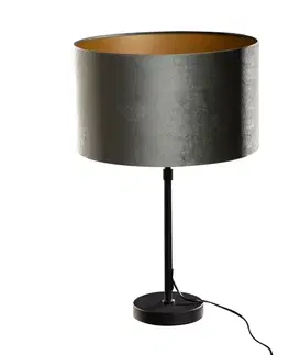 Stolová lampa čierna so zeleným zamatovým tienidlom 35 cm - Parte