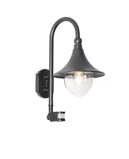 Vonkajšia nástenná lampa čierna IP44 vrátane detektora pohybu - Daphne