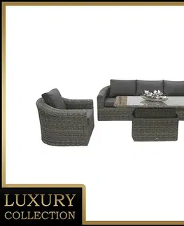 DEOKORK Ratanová modulová zostava BORNEO LUXURY pre 5 osôb (sivá)