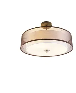 Inteligentné stropné svietidlo hnedé s bielym 50 cm 3-svetlá vrátane 3 Wifi A60 - Drum Duo