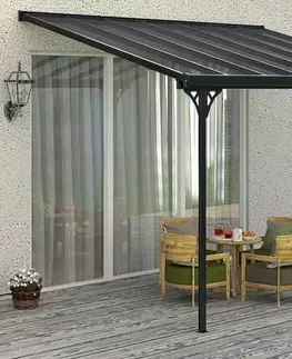 Pergola 436 x 305 cm (čierna šedý polykarbonát)