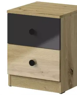 Nočný stolík Nero 09 Čierna Lesk