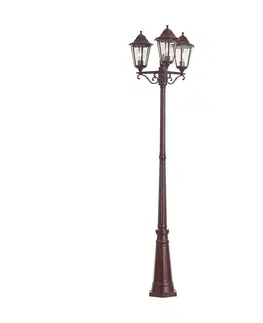Klasická vonkajšia lampa tmavočervená 220 cm 3-svetlá IP44 - Havana