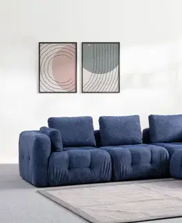 Rohová sedacia súprava / Rohová pohovka Amaris 3 Seater With Pouffe - Navy Blue