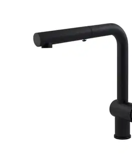 Paffoni - Drezová batéria s vysúvateľnou sprchou LIGHT 29,2 cm čierna LIG285NO-MET