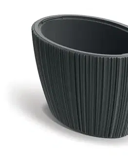 Kinekus Kvetináč plastový 595x395 mm ORO, oválny, šedý, výška 380 mm, s vložkou