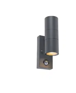 Vonkajšia nástenná lampa antracit s pohybovým senzorom 2-svetlá IP44 - Duo