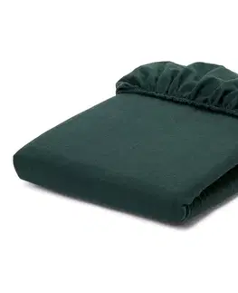 Flanelové napínacie prestieradlo, tmavozelené, štandardná veľkosť