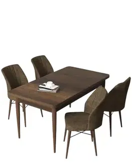 Dining Table & Chairs Set (5 Pieces) Arp - Baroque, Brown