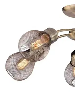 Stropná lampa s patinovaným drôteným tienidlom 5x60W Gliva