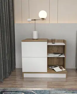 Nočný stolík Rena - White, Walnut