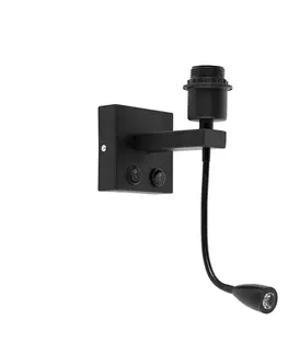 Moderná nástenná lampa čierna s flexibilným ramenom - Brescia Combi