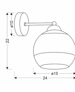 Nástenná lampa Contessa čierna 1X40 E27 zlaté tienidlo