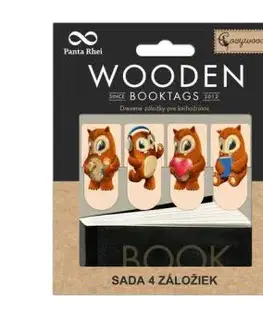 Drevený set knižných záložiek Knihožrúti 4ks Cozywood