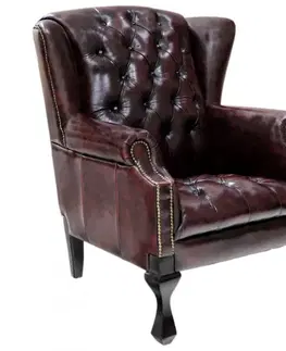 Kreslo Chesterfield Chester z pravej hovädzej kože New Red