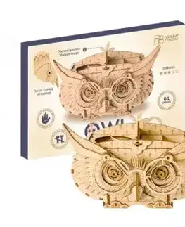 Drevené 3D puzzle Stojan na perá Sova