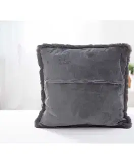 MKLozkoviny.sk Obliečka z umelej kožušiny 45 × 45 cm – tmavosivá-  -
