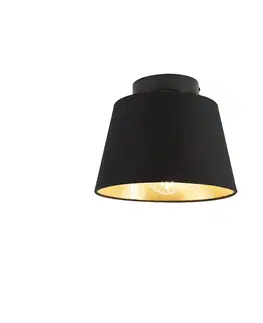 Stropné svietidlo s bavlneným tienidlom čierne so zlatom 20 cm - Combi Black