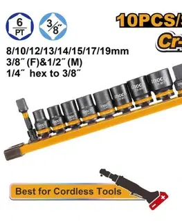 INGCO Gola sada orechy 3/8" pre rázové uťahováky, sada 10dielna INGCO